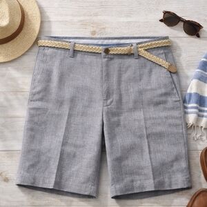 Trevor Furbay Bespoke 100% Linen Tailored Shorts Mens 32 Cement Gray 9" Inseam